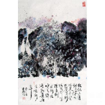 春夜闽鸣 当代水墨画 胥甲军作品 类别: 当代水墨画